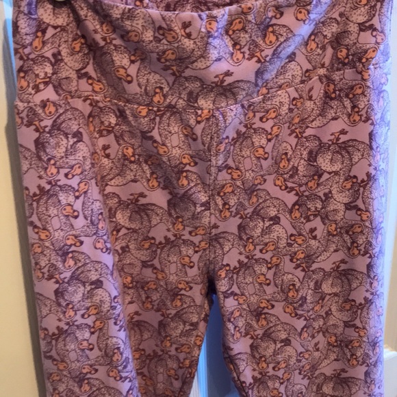 Lularoe Dodo Bird Pink Lavendar OS leggings - Picture 3 of 4